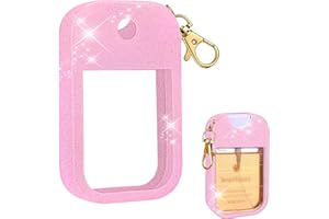 AIERSA Hand Sanitizer Spray Glitter Case Compatible with Touchland, Silicone Hand Sanitizer Case Holder with Keychain for Touch Land Mist 1FL. OZ(Glitter Sequin pink)