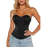 SCARLET DARKNESS Women's Strapless Corset Top Bustier, Fishboned Waist Cincher, Sweetheart Neckline, for Daily & Parties