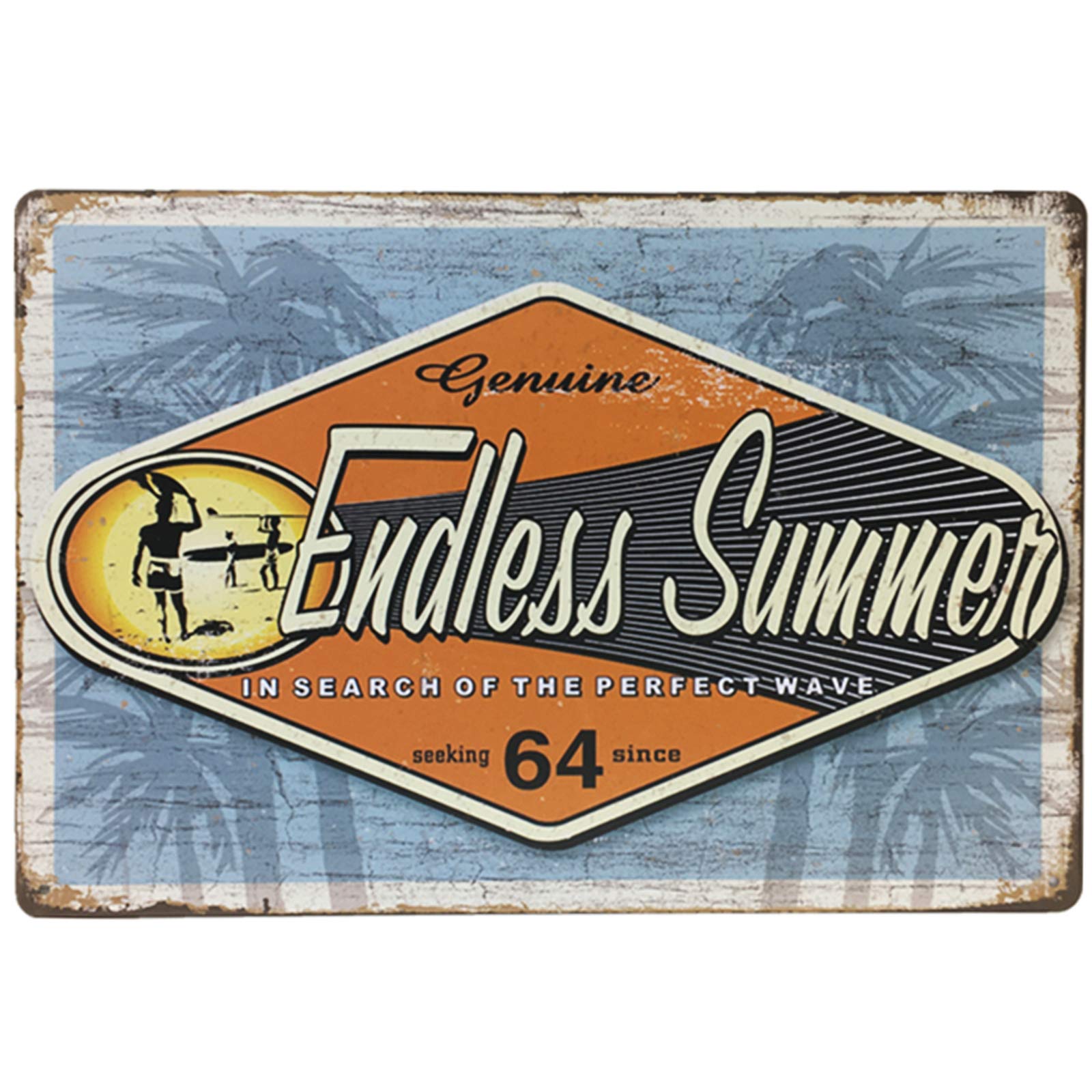 Flytime Genuine Endless Summer Seaside Beach Vintage Metal Tin Sign Wall Art Decor Coffee Retro Decoration for Home Bar 8X12Inch