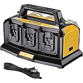 Adisipsoarin Super Battery Charger for Dewalt 20v Battery, 6-Ports Simultaneous Rapid Charger Station Compatible with Dewalt 20v Lithium Ion Battery and Tools DCB104 Charger