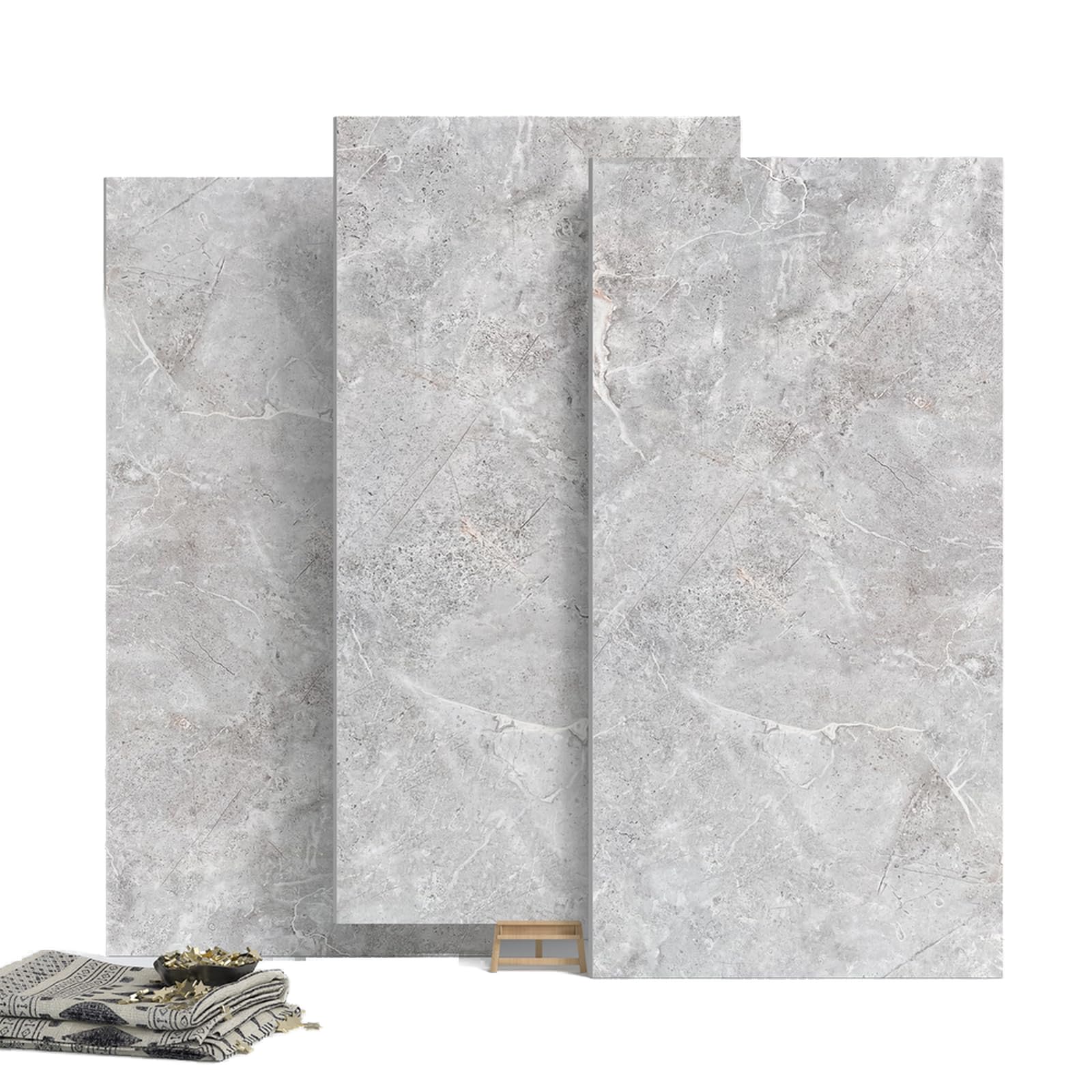 Photo 1 of 10-Pack Peel and Stick Gray Marble Wall Panels (11.8" x 23.6") – 19.4 Sq. Ft. Waterproof PVC Tiles for Kitchen, Bathroom, Living Room & Accent Walls – Heat-Resistant Self-Adhesive Backsplash Tiles