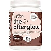 Wellah The Afterglow Multi Collagen Protein + Beauty (30 Servings, Chocolate) - Hair, Skin, Nail & Joint Support - Non-GMO & Gluten Free