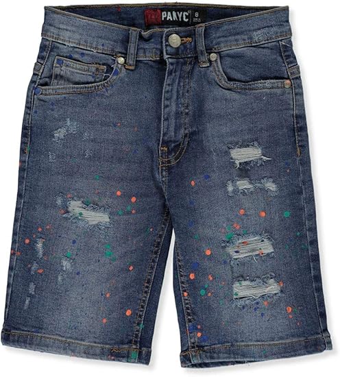 paint splatter denim shorts