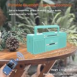 WISCENT Vintage Portable Cassette Player Boombox Bluetooth USB AM FM Teal view 5