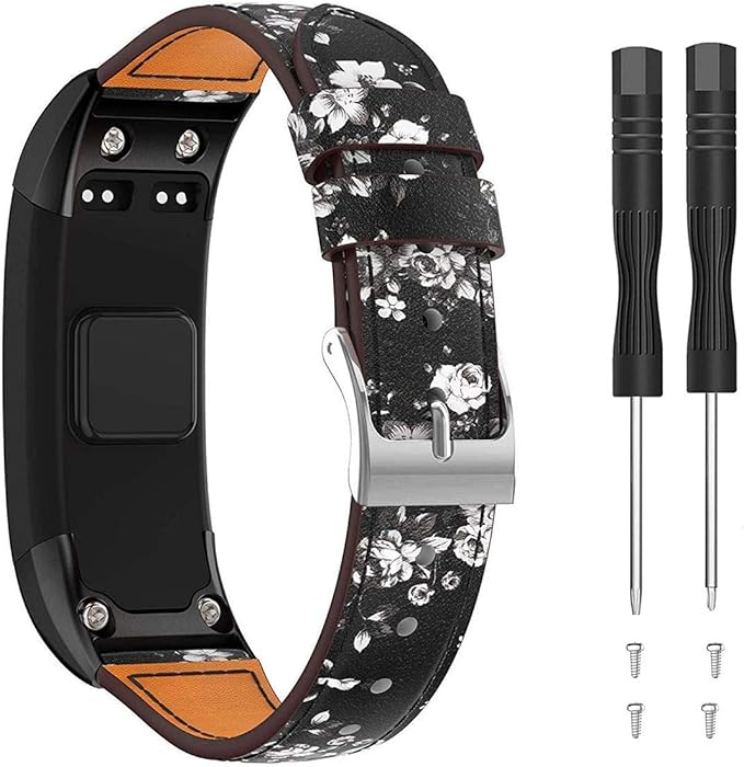 Junboer Leather Band Compatible with Garmin Vivosmart HR