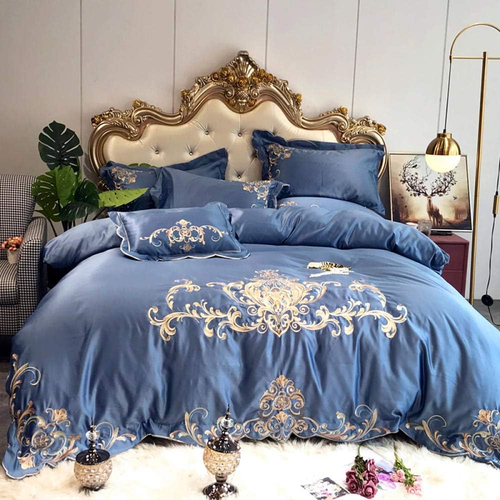 Deep Pockets Hoeslaken Katoen Bed Sheet Hoogwaardige Silk Borduren Quilt Covera Quilt With Cotton Wadding Color Blue Size 1 5m Bed B Amazon Nl