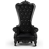 Master Series Throne Chair, Ornate Tufted Chair with Vegan Leather Cushions, Glass Buttons &amp; Victorian Carvings, Solid Eucalyptus Frame, Statement Furniture