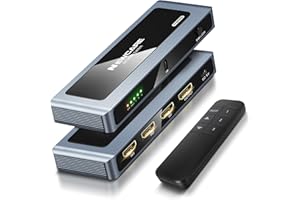NEWCARE HDMI 2.1 Switch 3 in 1 Out 4K@120Hz, Aluminum 3 Ports HDMI Switcher Splitter with Remote, Supports 8K@60Hz 48Gbps HDR10+ 3D Dolby VRR HDCP 2.3 for TV PS5 Xbox Laptop Projector