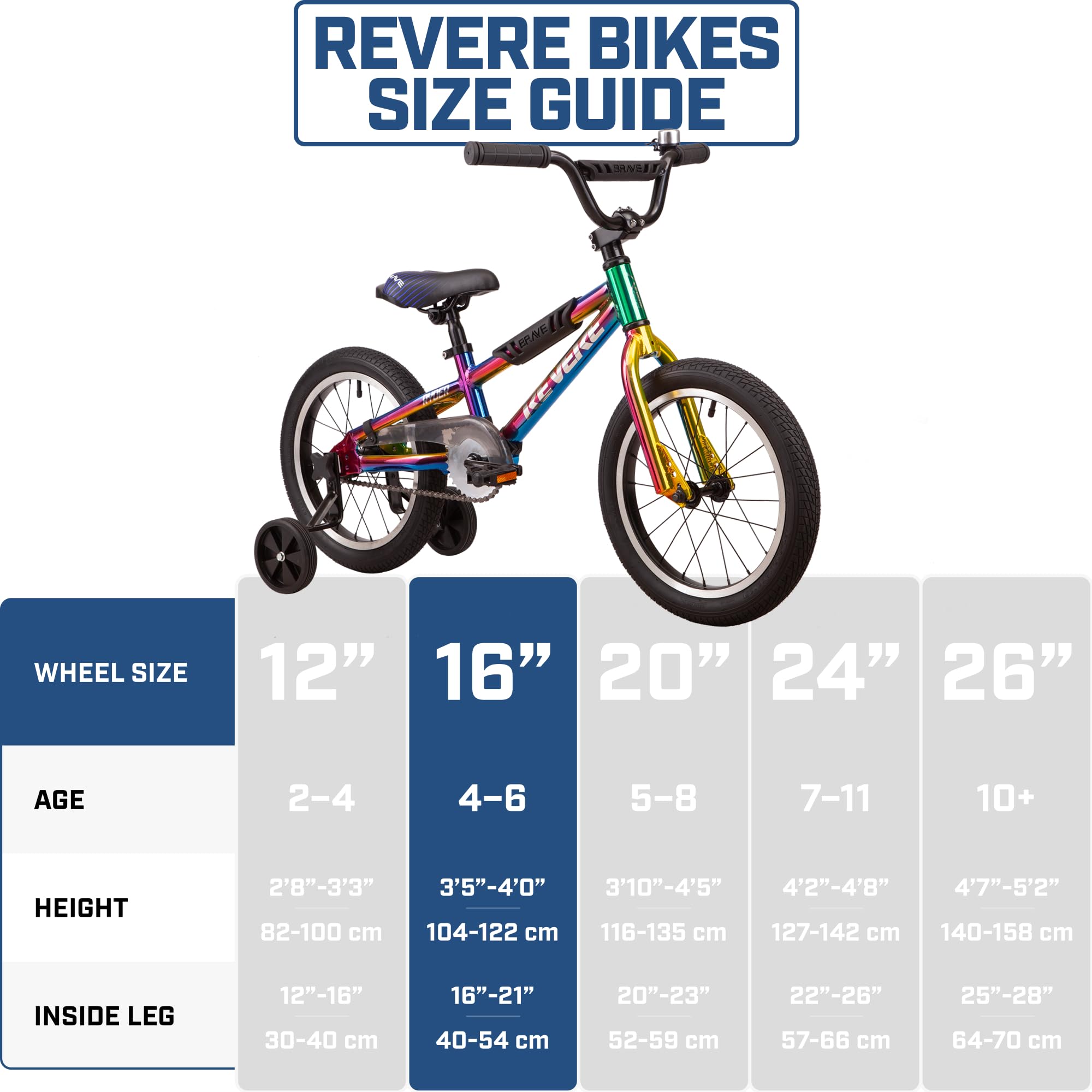 Revere16 Freestyle BMX Kids Bike for Boys and Girls. Lightweight Aluminum Frame and Fork. Tool-Less Quick Release Training Wheels. Easy to Ride! (Oil Slick)
