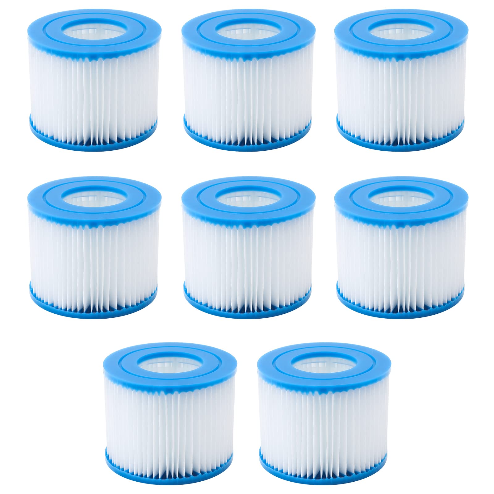 MaxEarn 8Pcs VI Filters, Hot Tub Filter Cartridges Replacement Water Filter for Lay-Z Spa, Miami, Vegas, Monaco, 90352E 58323E 58323 90427E Pool Skimmers Pump for Inflatable Pools, Hot Submarines, Spa
