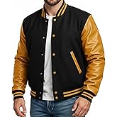 Premium Letterman Jacket Men - Wool Blend Leather Sleeves High School Varsity Jackets For Men