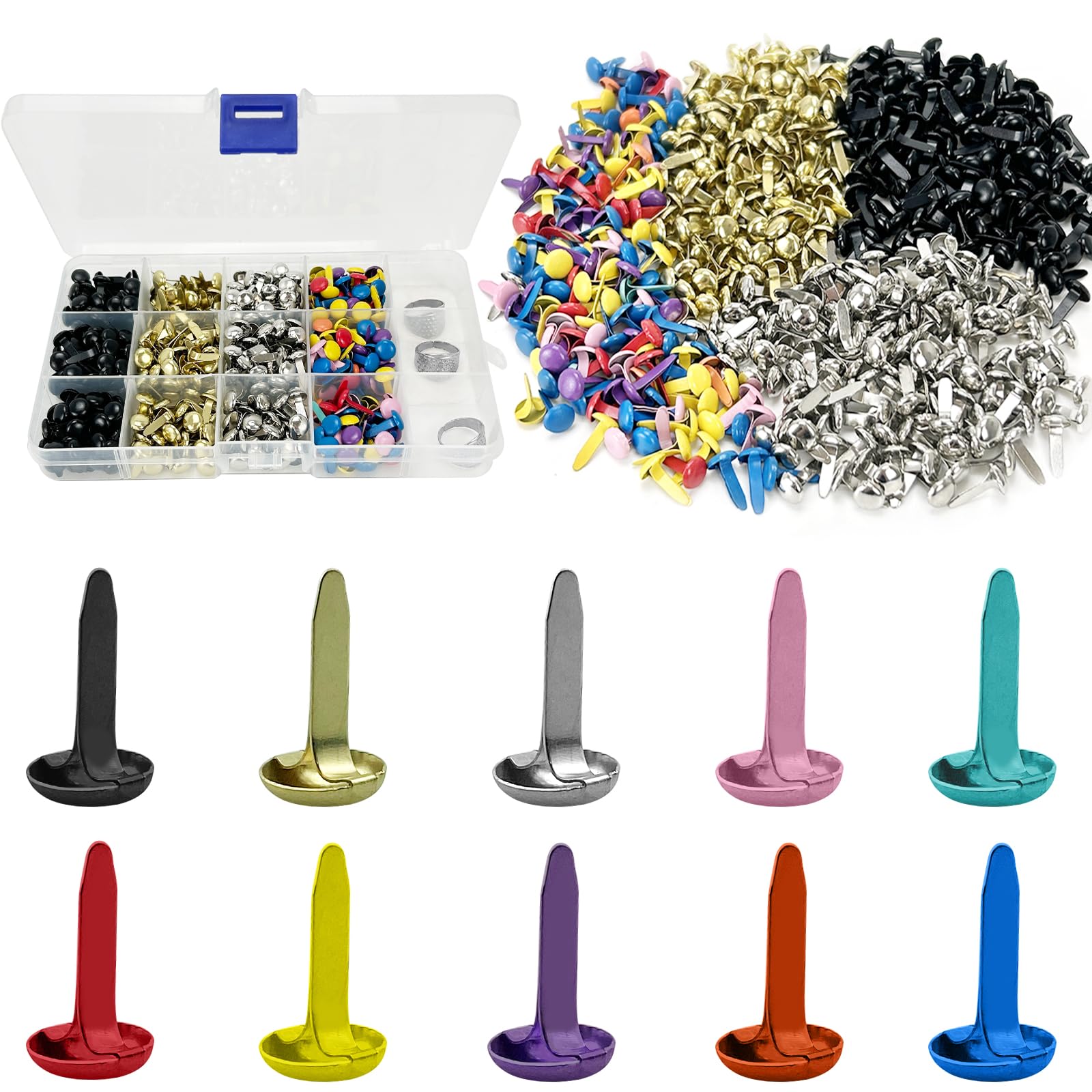 600pcs Split Pins, 8 * 15mm Metal Paper Fasteners Mini Brads, Scrapbooking Brads Split Pins, Fasteners for Paper Craft DIY Stamping Scrapbooking (Multicolor)