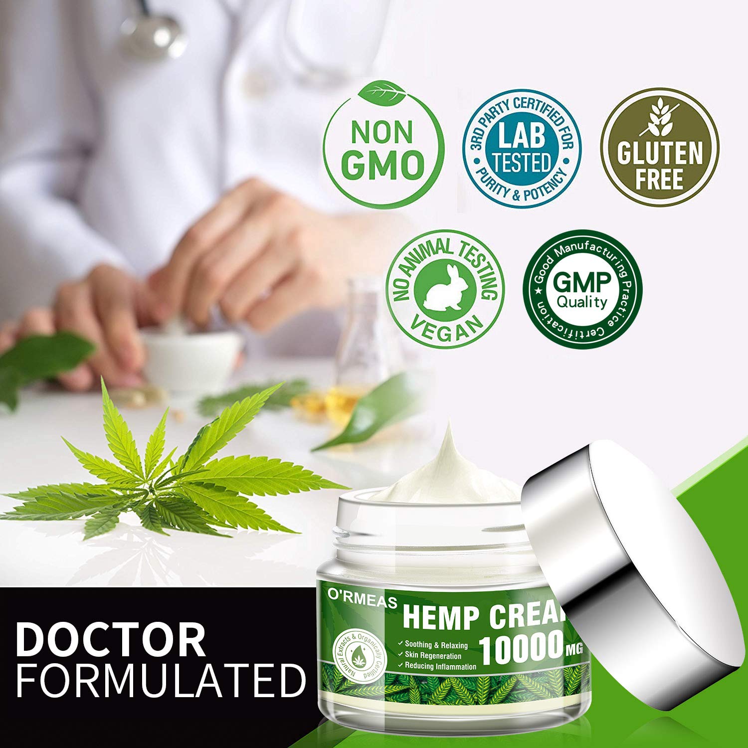 Hemp Cream for Pain Relief - Hemp Oil Extract & Hemp Cream Complex 10000 MG/ 4 oz- Emu Oil,Aloe Vera,Menthol,Rosemary oil ,Good for Muscle, Back, Knee Pain