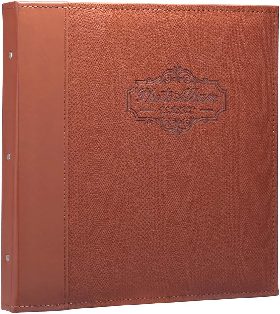 UNIFEEL Self-Adhesive Photo Album 30 Sheets (60 Pages), Family Album, Leather Cover,Hand Made DIY Albums Holds 3X5, 4X6, 5X7, 6X8,8X10, Photos … (Brown)