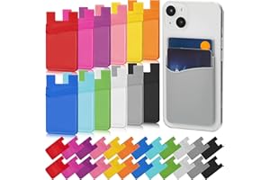 Fulmoon 36 Pack Phone Wallet Stick on, Phone Card Holder for Back, 2 Pocket Silicone Adhesive Credit Card Cell Sleeves, Compatible with Smartphones(Bright Colors)