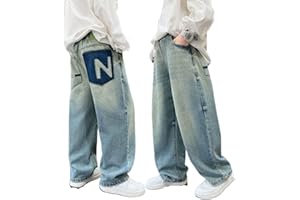 Boys Baggy Jeans Casual Elastic Waist Wide Leg Y2k Denim Pants Streetwear Vintage Ripped Cargo Trousers Loose Sweatpant 1-15T