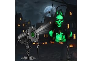 Halloween Projector Lights Outdoor,3D Dynamic Skull Ghost Decorations Light,Clearer Skull HD Patterns,Night Light for Home Wi