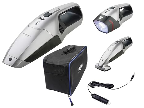 Fakir AS 1111 Premium / Camping-Staubsauger mit LED-Lampe, Akku-Handstaubsauger, Lithium-Ionen Akku, 2 Lademöglichkeiten, Tie