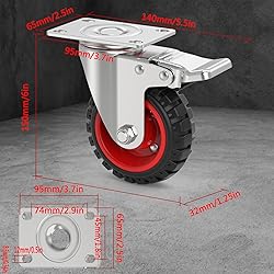 Homhoo 5" Swivel Caster Wheels with Safety Dual