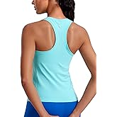 CRZ YOGA Seamless Workout Tank Tops for Women - Athletic Running Gym Sleeveless Shirts Crewneck Racerback Breathable