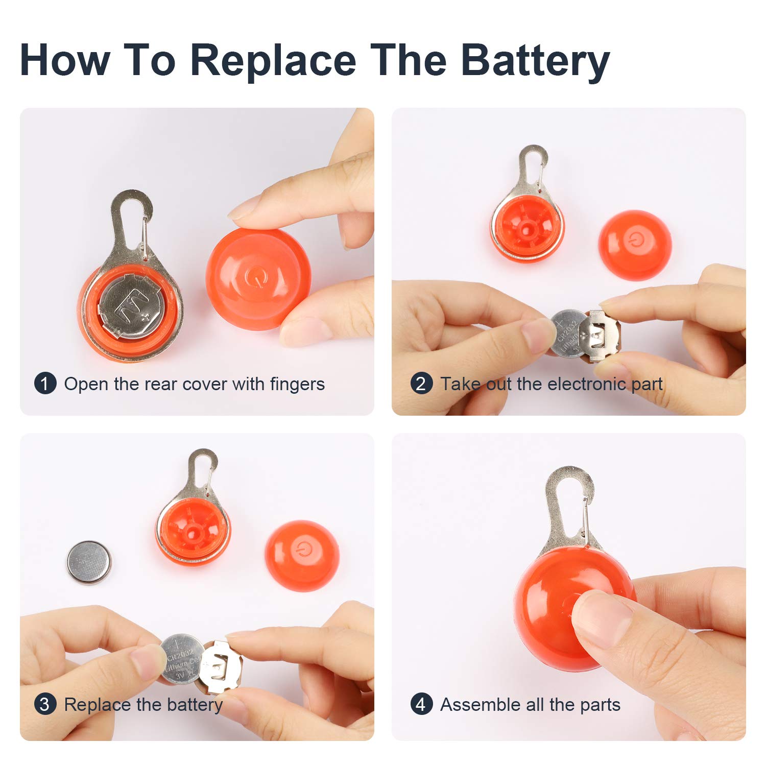 Dog Lights Cat Pet LED Collar Light, 6 Pieces Clip On Collar Charms for Night Walking Glow in The Dark Water Resistant Pendants, Battery Included and 6 Extra