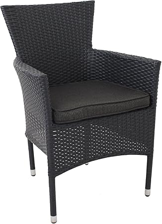 Multistore 2002 Stapelbarer Poly Rattan Sessel Rattansessel Rattanstuhl Gartensessel Gartenstuhl Stapelstuhl Stapelsessel Sitzkissen Schwarz Amazon De Garten