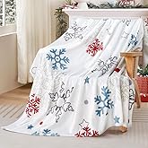 Galoker Christmas Throw Blanket Snowflake Couch Blanket Super Soft Flannel Throw Blanket Winter Plush Fuzzy Warm Bed Blanket Christmas Holiday Decor for Couch Bed 50"X60"