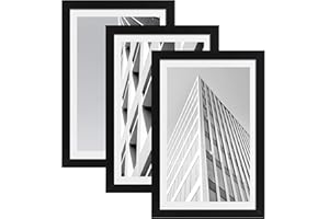 ELSKER&HOME 27x40 Poster Frame Black 3 Pack, Display 24 x 36 Pictures with Mat or 27 x 40 Poster Without Mat, Include 3 Wall Art Prints, Horizontal and Vertical Wall Mounting