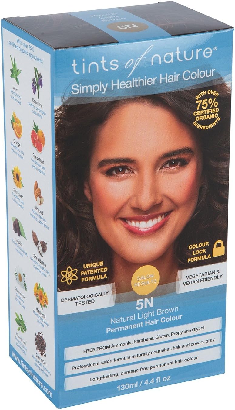 (6 Pack) Tints of Nature 5N Natural Light Brown Permanent Hair Colour 130 millilitres