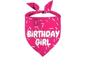 YAOFAVO Birthday Girl Dog Bandanas 1 Pack, Pink Dog Scarfs for Puppy, Pet Scarves HBD Bandanas for Small Medium Large Dogs (Birthday Girl, One Size)