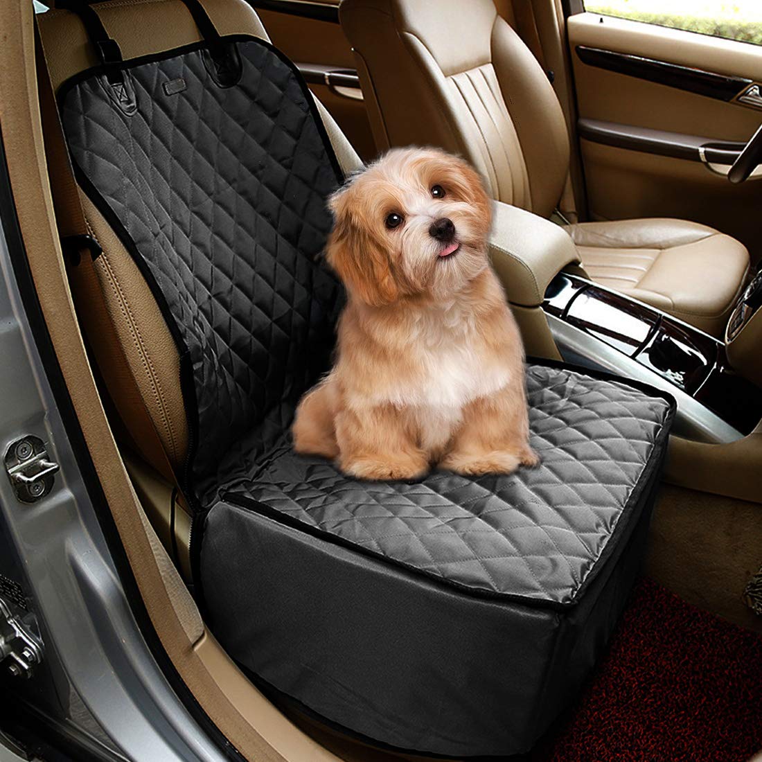 Dog Car Seat Cover 2 in 1 Nonslip Scratch-proof Pets Seat Car Cover Non-Slip Waterproof Pets Travel Hammock Rear Seat Protector single front pet seat cover 105*50cm/41.33*19.68in for cars-Black