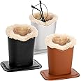 ZOOFOX 3 Pack Eyeglass Holder, PU Leather Glasses Display Stand Plush Lined with Base for Desks, Nightstands