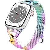 BRG Thin Mesh Loop Compatible with Apple Watch Bands for Women 40mm 41mm 38mm 42mm Series 11 10 9 8 7 6 5 4 3 2 1 SE, Metal Magnetic Stainless Steel Strap with X-Shape Diamond Clasp for iWatch Bands