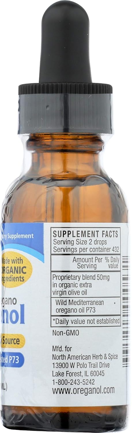 North American Herb & Spice Oreganol P73 - 1 fl. oz. - Supports Healthy Immune & Inflammatory Response - Wild Oregano Oil - Non-GMO, Certified Organic - 432 Total Servings: Health & Personal Care
