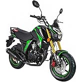 X-PRO Lifan KP Mini 150 Gas Motorcycle 150cc Adult Moped Street Motorcycle Bike（Black/Green）
