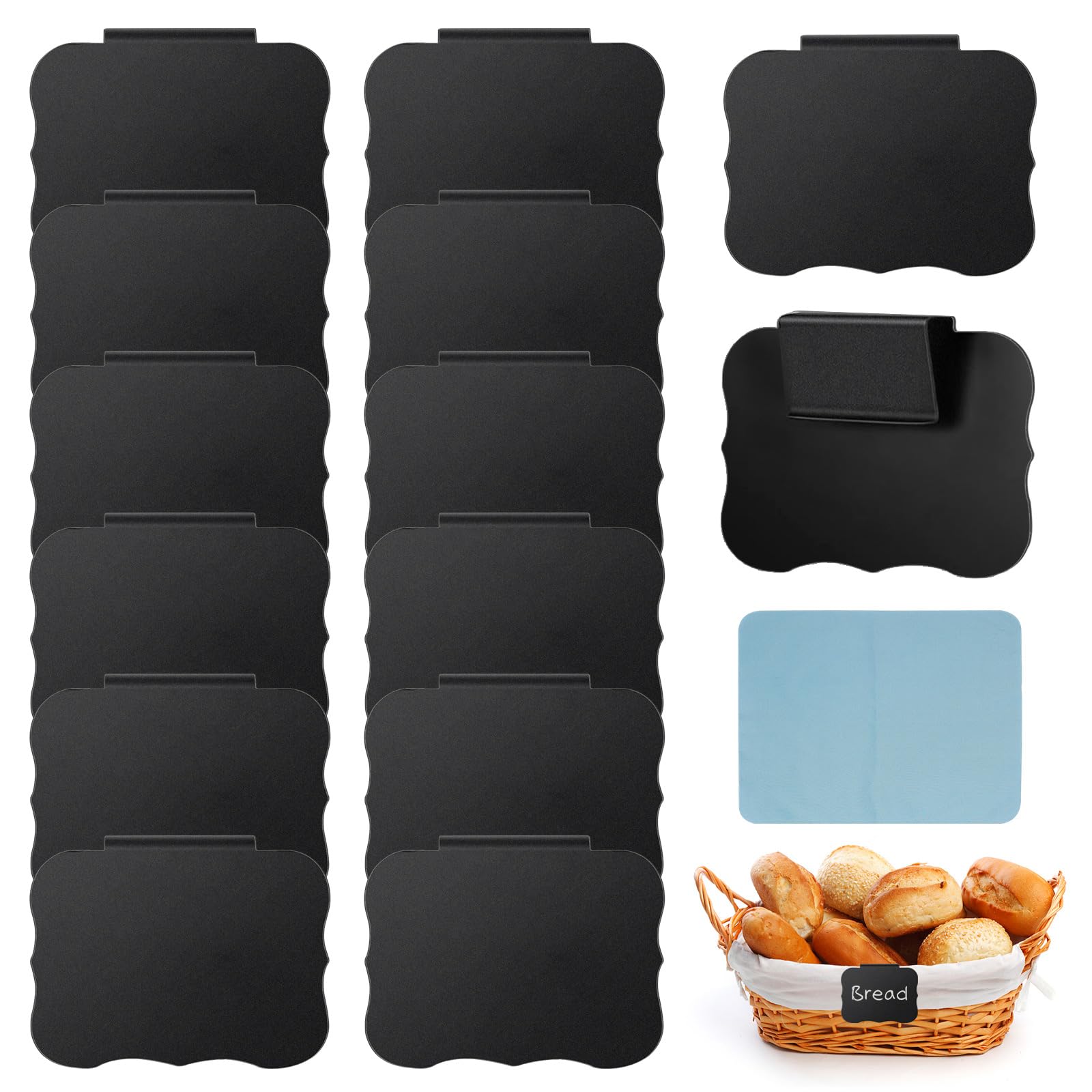 LELE LIFE 14 Pack Storage Bin Labels - Clip-On, Reusable & Removable Tags, Chalkboard Labels for for Organizing Bins, Cubes, Baskets (Black)