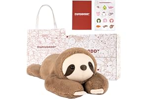 Niuniu Daddy 26" | 5LB Sloth Weighted Stuffed Animals for Adults Kids, Large Brown Sloth Weighted Lap Animal Plush Toy, Giant Body Pillow with Bag Stickers as Gift for Christmas Birthday Holidays
