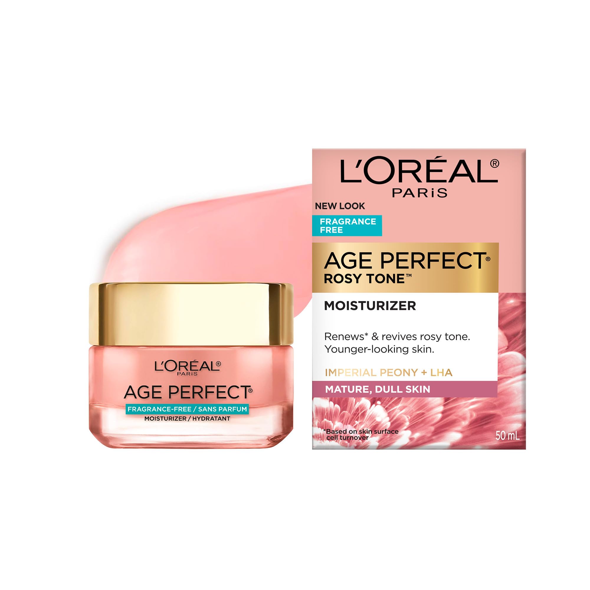 L’Oreal Paris Age Perfect Rosy Tone Anti-Aging Face Moisturizer, Renew & Revive Healthy Tone, Fragrance Free, 1.7 oz