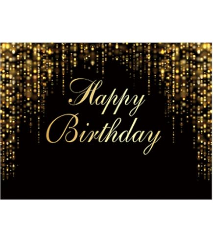 Geburtstag Fotohintergrund 2,4x1,8 M – Schwarz-Gold Mit Glitzer, Für Erwachsene & Kinder