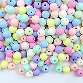 Jmassyang 800 Pieces 8mm Candy Color Acrylic Round Frosted Beads Assorted Candy Color Mix Plastic Pastel Matte Loose Spacer Mixed for Jewelry Making Bracelets Necklaces DIY Crafts (8mm-800pcs)