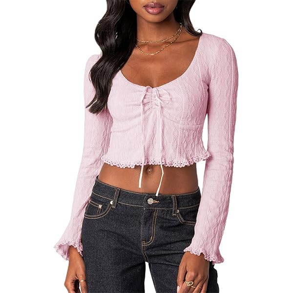 Women's Zip Up Off Shoulder Crop Top Long Sleeve Lapel
