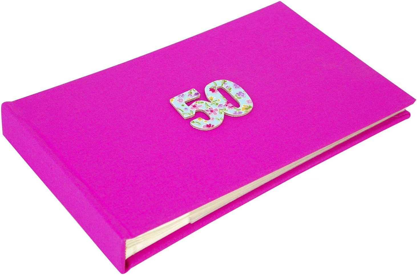 Metal Planet Ltd 50 Vintage print, cerise pink Photo Album, Gift (Holds forty 6x4 inch photos in clear sleeves)