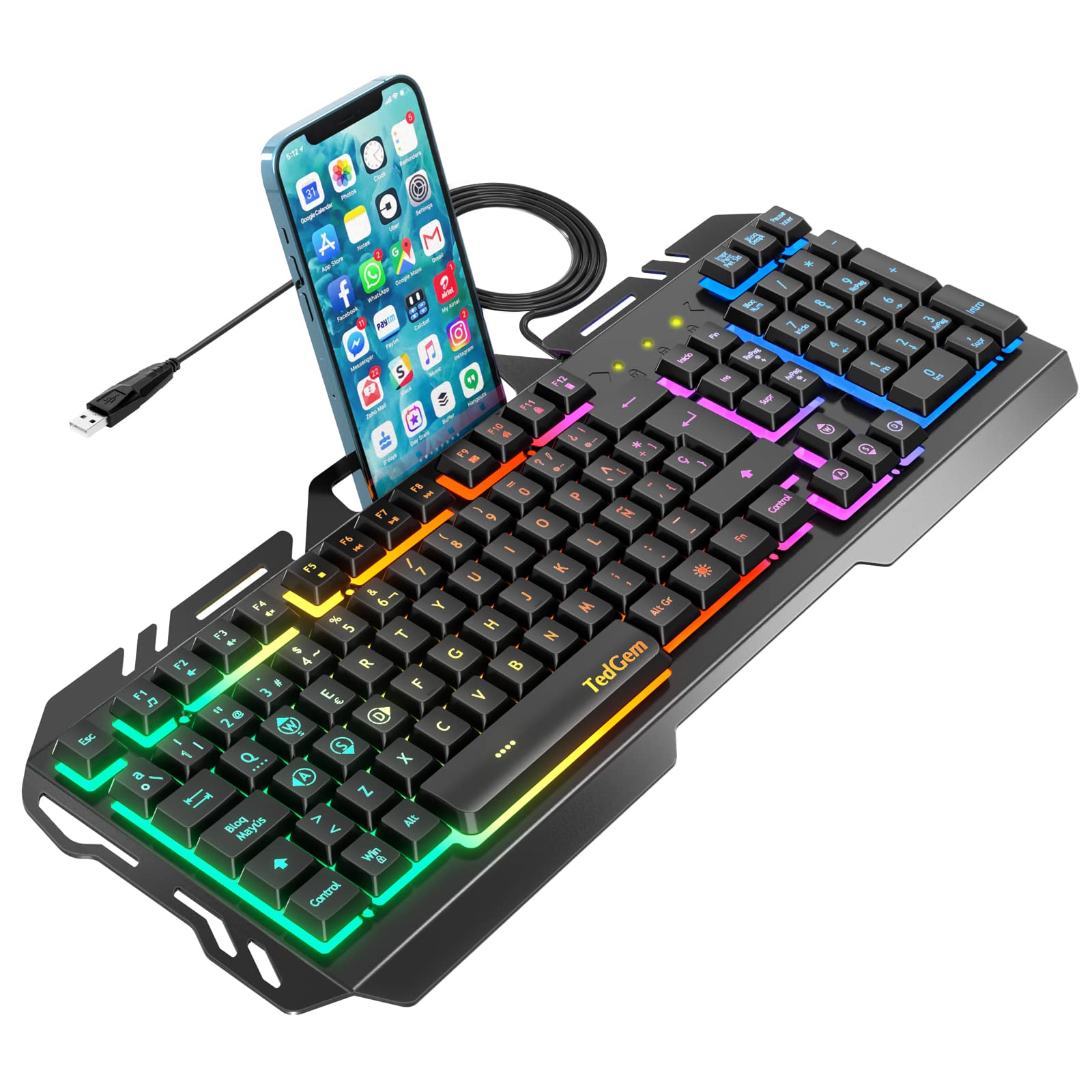 Teclados-Gaming-TedGem-Teclado-Gaming-Teclado-USB-Teclado-Gaming-PS4-LED-Retroiluminado-con-Cable-USB-Teclado-para Teclados-Gaming-TedGem-Teclado-Gaming-Teclado-USB-Teclado-Gaming-PS4-LED-Retroiluminado-con-Cable-USB-Teclado-para
