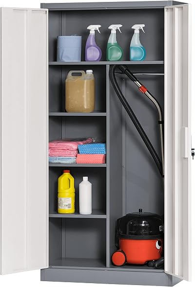 The Workplace Depot Metal Storage Locker Steel 4 Shelves 1850x900x450mm Grey