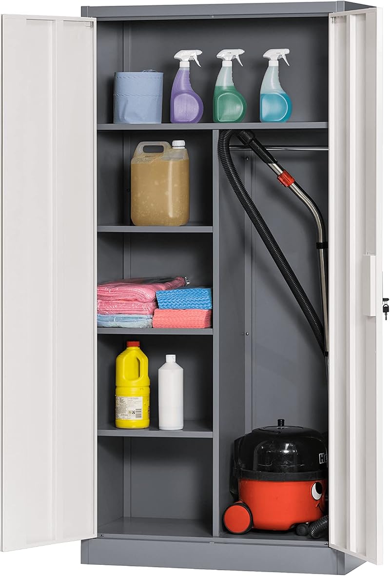 The Workplace Depot Metal Storage Locker Steel 4 Shelves 1850x900x450mm Grey