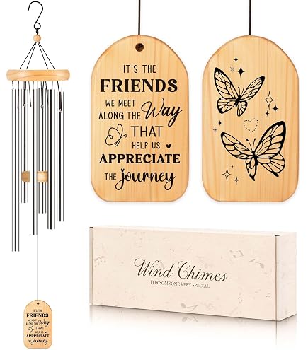 Friendship Wind Chime Gift – Best Friend Birthday Present For Women Or Men, Garden Decoration With Gift Box