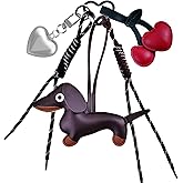 eswala Cute Leather Dog Heart Cherry Keychain Bag Charm for Handbag Accessories, Tready Charms for Purses and Bags Cars Hanging Ornament Christmas Gifts