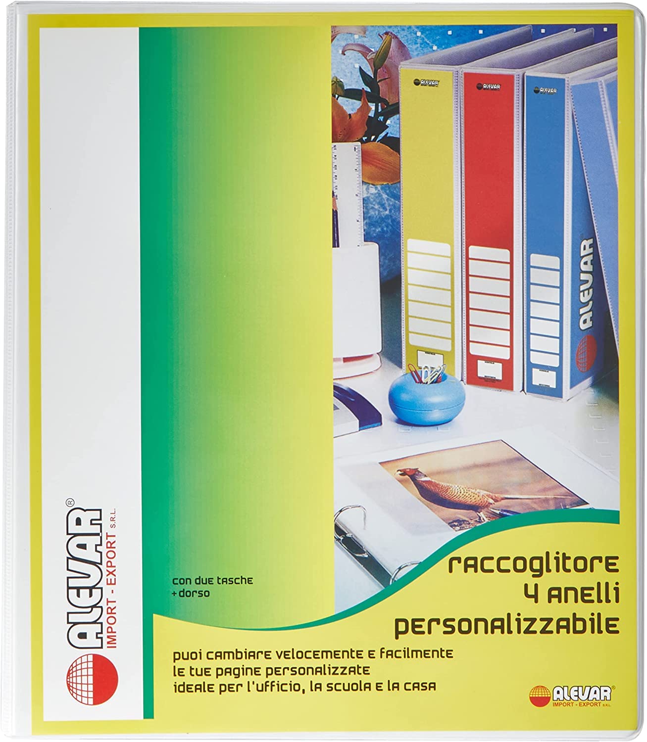 4 Square Ring Binder with Customizable Cover and Back, Ring 60 mm, White