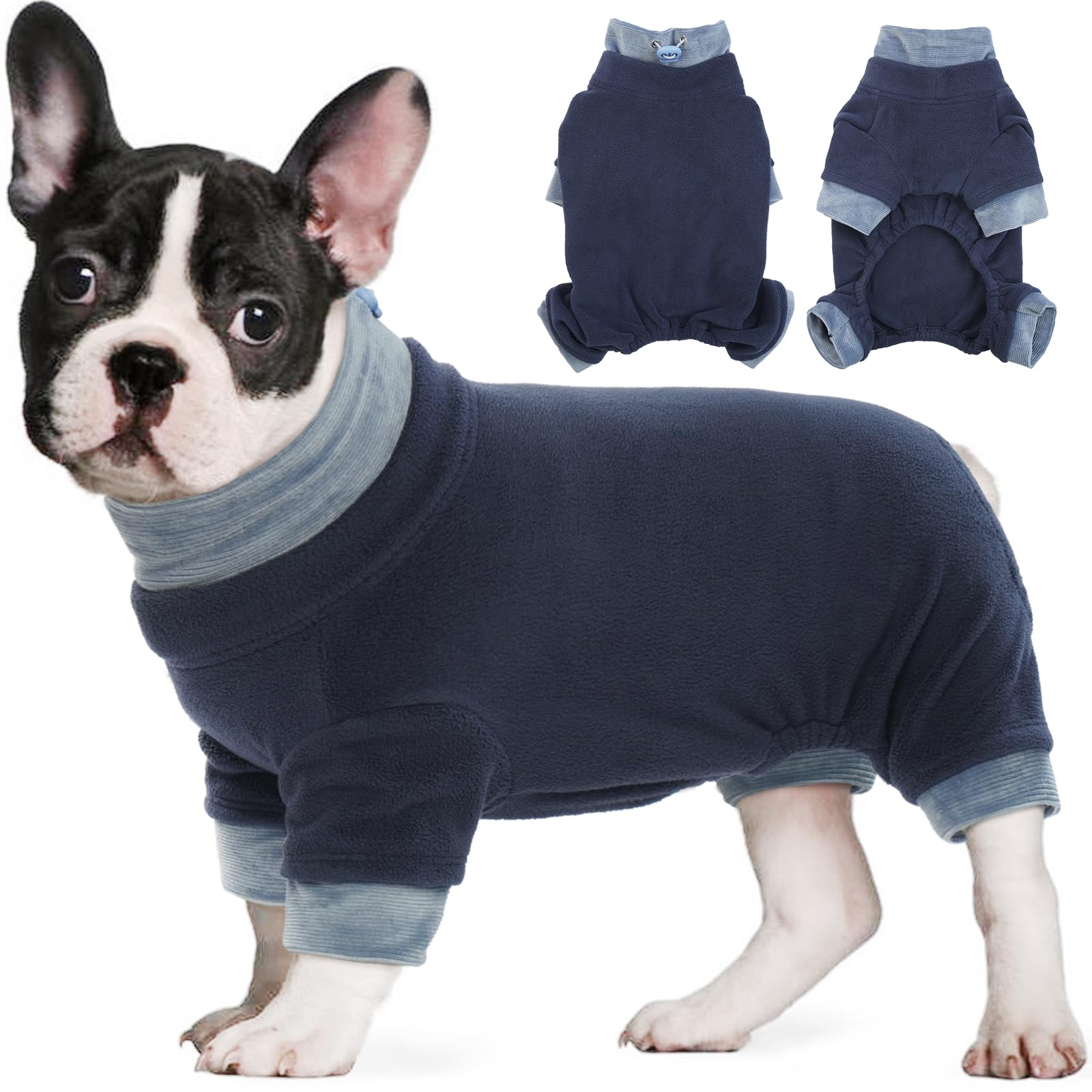 Kuoser Fleece Dog Jumper Warm Dog Pajamas, Thermal Sweatshirt Dogs Pullover Turtleneck for Small Medium Dogs