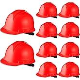 Leumoi 10 Pcs Suspension Hard Hat, Construction Hard Hat for Safety, Ratchet Cap Style with Self Adjusting Crown Straps for Man Woman